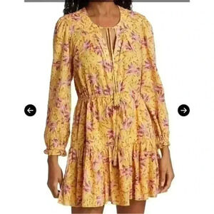 FARM Rio Floral Long Sleeve Dress in Yellow and Pink